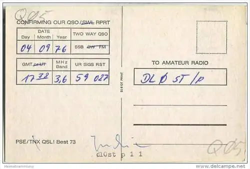 QSL - QTH - Funkkarte - DK5VP - Walpershofen - 1976