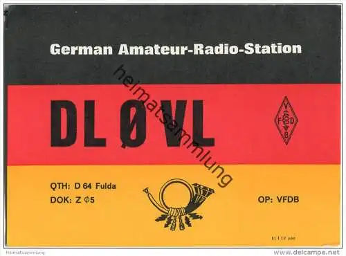 QSL - QTH - Funkkarte - DL0VL - Fulda - 1974