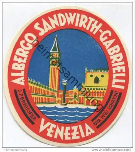 Venezia - Albergo Sandwirth-Gabrielli - Riva degli Schiavoni J. Perkhofer - Hotel Sticker