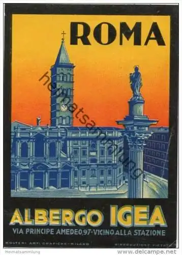 Roma - Albergo Igea - Via Principe Amedeo 97 - Hotel Sticker 8,5cm x 12cm