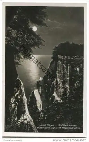 Insel Rügen - Stubbenkammer - Gigantische Schlucht - Nachtaufnahme - Foto-AK 1939 - Verlag Fr. Halliger Stubbenkammer Rü