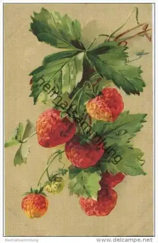 Erdbeeren - Künstlerkarte M. M. Brasch - Verlag G. O. M. 1337