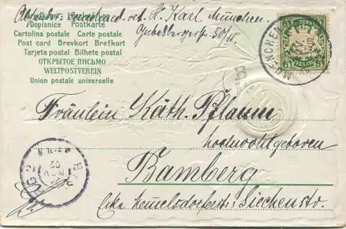 Namenstag - Prägedruck gel. 1902
