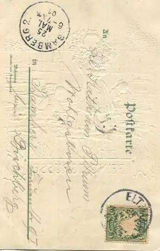 Pfingsten - Kinder auf der Wiese - Prägedruck gel. 1901