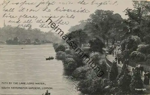 London - South Kensington Gardens - Path by the Lake Long Water gel. 1909