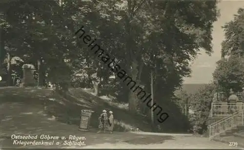 Göhren - Kriegerdenkmal und Schlucht - Foto-AK - Verlag H. Rubin & Co. Dresden