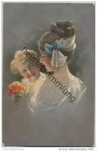 Junge Frau mit kleinem Kind - Ludwig Knoefel - Verlag Novitas GmbH Berlin Nr. 20887 gel. 1911