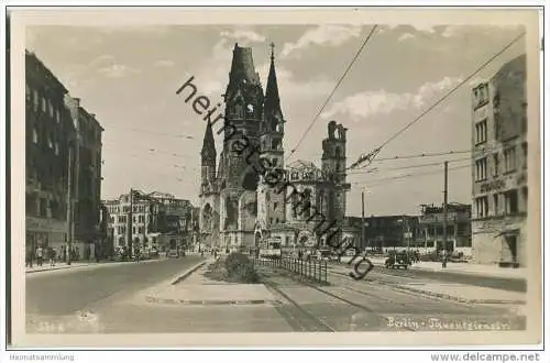 Berlin - Tauentzienstraße - Kaiser-Wilhelm-Gedächtniskirche - Foto-AK Handabzug