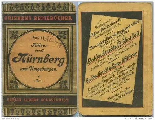 Nürnberg und Umgebung - 10. Auflage 1900 - 88 Seiten - Mit einer Karte - Band 62 der Griebens Reiseführer