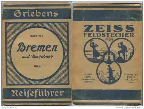 Bremen und Umgebung - 3. Auflage 1924 - 80 Seiten plus Werbung - Mit zwei Karten