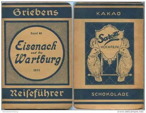 Eisenach und die Wartburg - 13. Auflage 1922 - 64 Seiten plus Werbung - Mit zwei Karten