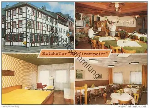 Mechernich-Kommern - Ratskeller Eifeltrompeter Inhaber Siegfried Dammberg - Verlag R. Korr Aachen-Brand - Werbekarte