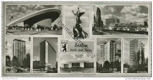 Berlin bleibt doch Berlin - Deutschlandhalle - Roseneck - Hansaviertel - Foto-AK Panoramakarte 10cm x 21cm - Verlag Klin