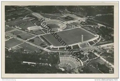 Berlin - Gesamtansicht vom Reichssportfeld mit Dietrich-Eckhardt-Bühne - Amtliche Olympia-Postkarte Nr. 14 - Verlag Klin