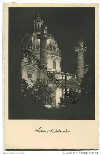 Wien - Karlskirche - Nachtaufnahme - Foto-AK