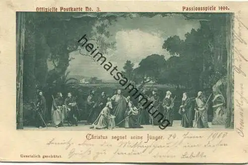 Oberammergau - Christus segnet seine Jünger - Offizielle Postkarte No. 3 - Verlag Leo Schweyer gel. 1900