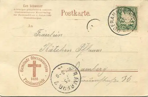 Oberammergau - Christus segnet seine Jünger - Offizielle Postkarte No. 3 - Verlag Leo Schweyer gel. 1900