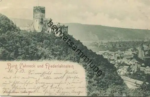 Burg Lahneck und Niederlahnstein - Verlag Römmier & Jonas Dresden gel. 1903