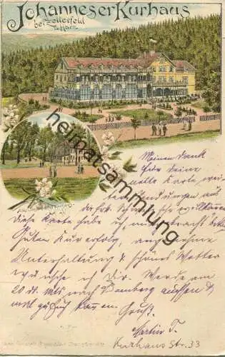 Altes und neues Johanneser Kurhaus bei Zellerfeld - Kunstanstalt Rosenblatt Frankfurt gel. 1898