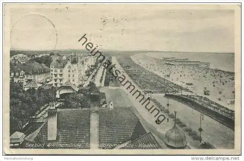 Seebad - Swinemünde - Strandpromenade Westen - Verlag Siegmund Weil Stettin - Gebrauchsspuren gel. 1927