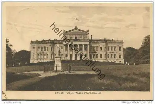 Schloss Putbus auf Rügen - Vorderseite - Verlag van Aaken Putbus Rügen gel. 1927