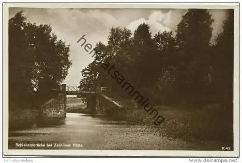 Schlabornbrücke bei Zechliner Hütte - Foto-AK - Verlag Rudolf Lambeck Berlin gel. 1936