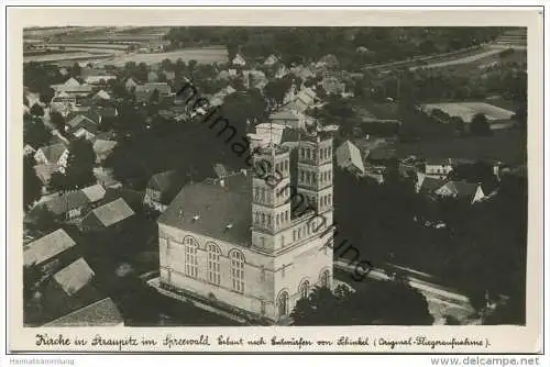 Straupitz - Kirche - Fliegeraufnahme - Foto-AK 40er Jahre - Verlag Max O'Brien Berlin