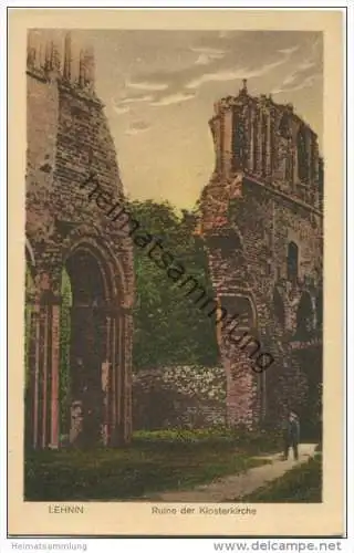 Lehnin - Ruine der Klosterkirche - Postkartenverlag Hermann Haack Genthin 1930 - rückseitig 750 Jahre Stempel