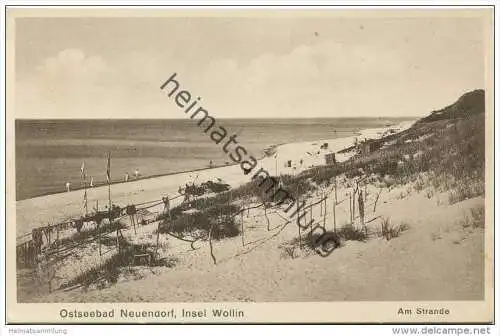 Insel Wollin - Ostseebad Neuendorf - Am Strande - Verlag Franz Schüssow Neuendorf - Rückseite beschrieben 1929