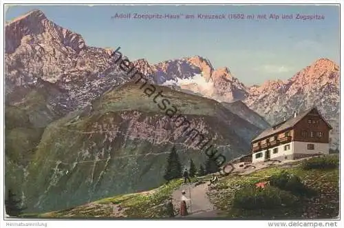 Adolf Zoeppritz-Haus am Kreuzeck mit Alp und Zugspitze - Verlag Franz Hayer München