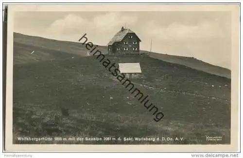 Wolfsbergerhütte - Saualpe - Sekt. d. D. Oe. A. V. - Foto-AK