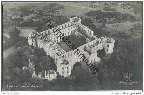 Borgsholm - Slottsruin fran flygplan - Foto-AK 20er Jahre