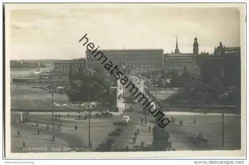 Stockholm - Kungl. Slottet - Strassenbahn - Foto-AK 20er Jahre