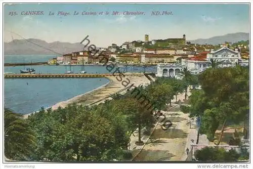 Cannes - La Plage - le Casino et le Mt. Chevalier gel. 1911