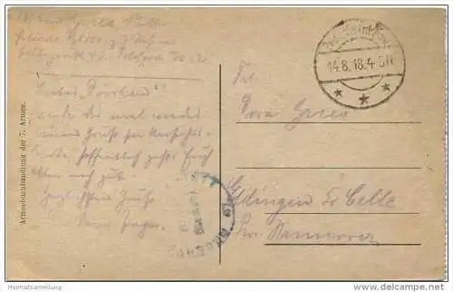 Sissonne - Rathausstrasse - Feldpost gel. 1918