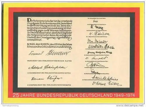 Bund - Postkarte 30 Pfg - Sonderkarte 25 Jahre BRD - gelaufen 1974