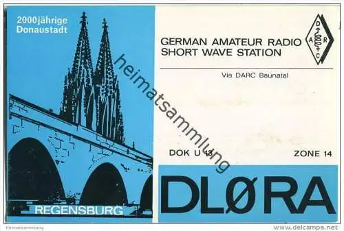 QSL - QTH - Funkkarte - DL0RA - Regensburg - 1974