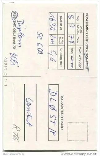 QSL - QTH - Funkkarte - DK8EQ - Wuppertal - 1974