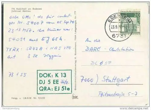 QSL - QTH - Funkkarte - DJ5EE/p - Radolfzell Halbinsel Mettnau - 1978