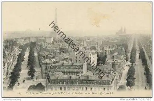 Paris - Panorama pris de l'Arc de Triomphe sur la Tour Eiffel