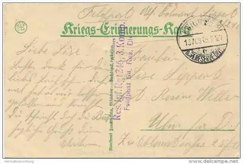 Aubers - Zerstörte Strasse - Feldpost - gel. 1915