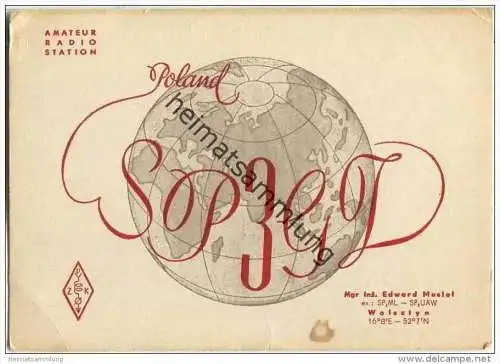 QSL - QTH - Funkkarte - SP3GZ - Polska - Wolsztyn - 1957