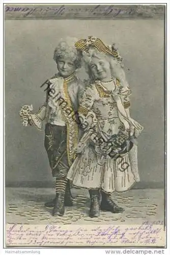 Kinder im Rokoko-Kostüm - Goldtiefdruck