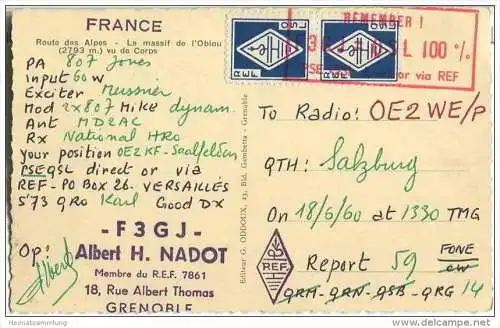 QSL - QTH - Funkkarte - F3GJ - France - Grenoble