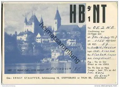 QSL - QTH - Funkkarte - HB1NT - Switzerland - Steffisburg - Thun - 1957