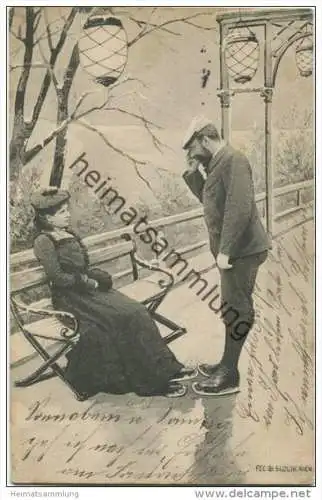 Eislaufen - Paar - Verlag Fec. Ch. Scolik Wien VIII - Nr. 849 - gel. 1902