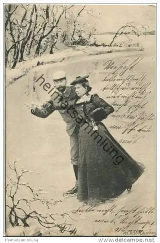 Eislaufen - Paar - Verlag Fec. Ch. Scolik Wien VIII - Nr. 832 - gel. 1902