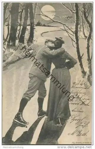 Eislaufen - Paar - Verlag Fec. Ch. Scolik Wien VIII - Nr. 849 - gel. 1902