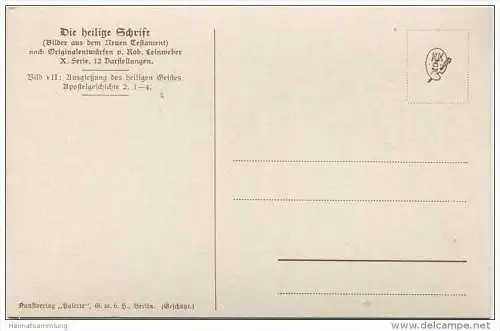 Die Heilige Schrift - Ausgießung des heiligen Geistes - Künstlerkarte R. Leinweber ca. 1910