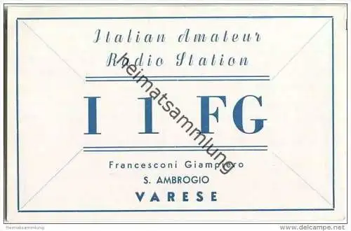 QSL - QTH - Funkkarte - I1FG - Italia - Varese - 1958